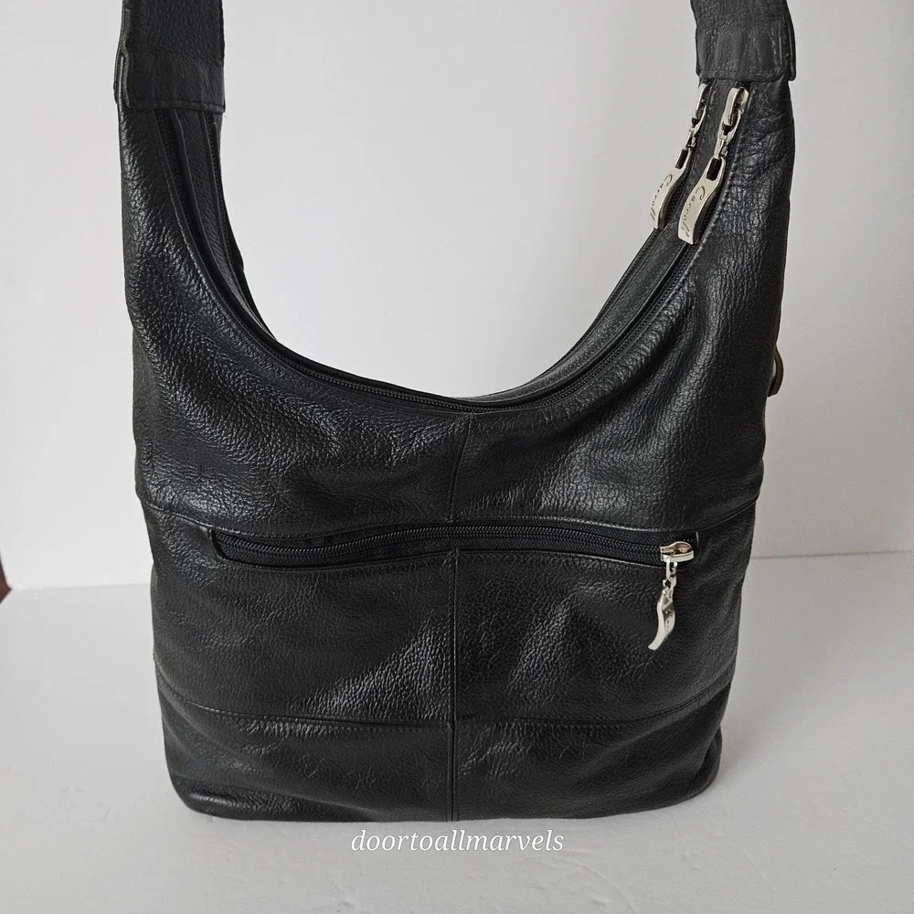 VTG Carroll Leather Hobo Bag Black Soft  12